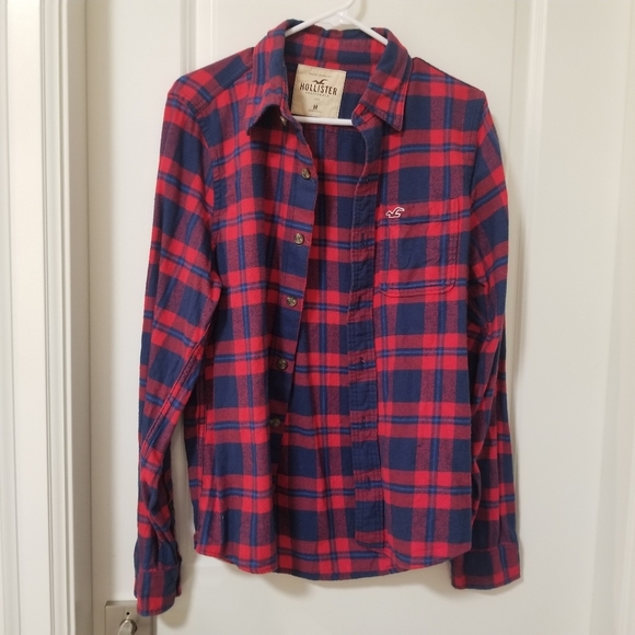 Hollister Red Plaid Flannel Shirt - Picture 1 of 7